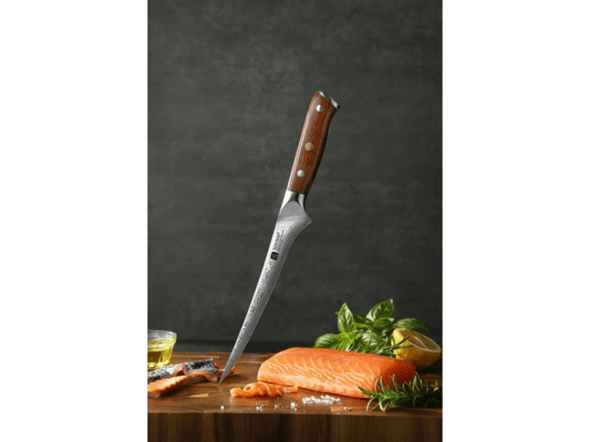 XINZUO B13R 7 Zoll Filetiermesser Natur Rosenholz mit dreifacher Nieten 67 Lagen Dam - KNIFESTOCK