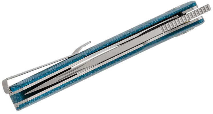 Petrified Fish PFP01Beluga homokfúvott K110 kék micarta PFP01BMP - KNIFESTOCK