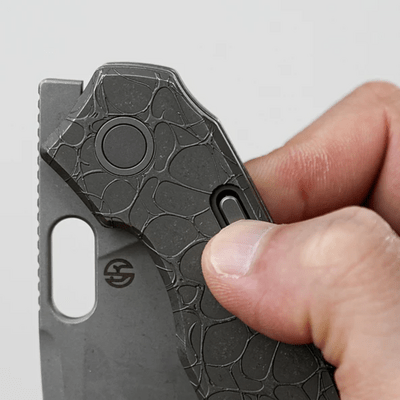 Vosteed Psyop Elmax Acid Etched &amp; Stonewashed,Dim Gray Titanium - KNIFESTOCK