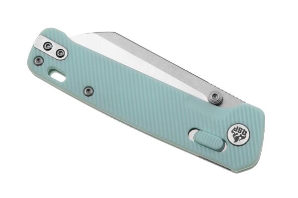 QPS Penguin Glyde 14C28N, finitura a 2 toni stonewash - satinata, Manico: Blu gelato - KNIFESTOCK
