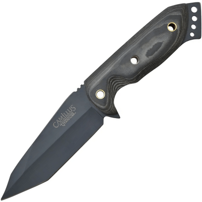 CAMILLUS 7.75” FIXED BLADE KNIFE / TANTO BLADE / AUS-8 / BLACK MICARTA HANDLE / NYLON SHEATH CAM-185 - KNIFESTOCK