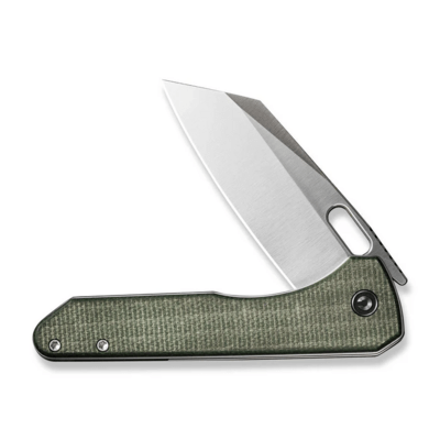 CIVIVI Nugz Green Canvas Micarta HandleSatin Finished 14C28N BladeLiner Lock C - KNIFESTOCK