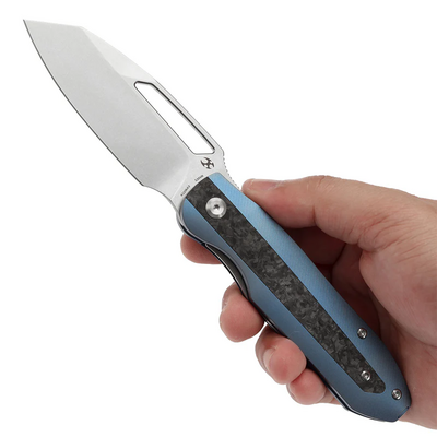 Kansept Thunderhead Stonewashed CPM S35VN, Ti Albastru cu Incrustație Shred CF K1106A3 - KNIFESTOCK