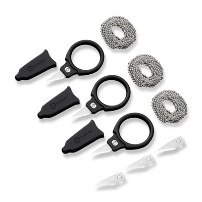 CIVIVI Quick Snip 3 pcs Mini Neck KnivesBlack ABS With Rubber CoatingPlain 6Cr - KNIFESTOCK