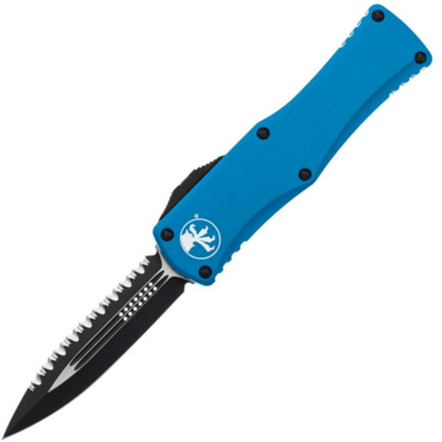 MICROTECH HERA D/E Black Full Serrated Blue 702-3BL - KNIFESTOCK