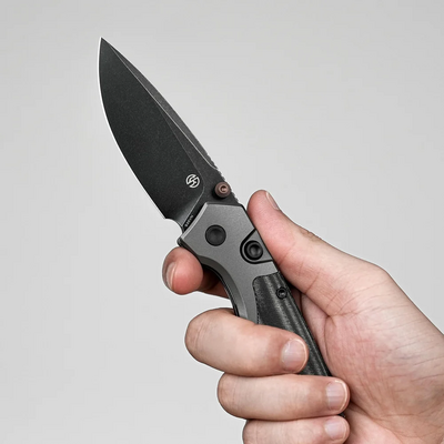 Vosteed Psyop 301 S35VN Fekete Stonewash, Fekete Norplex UltreX™ Micarta &amp; Titán - KNIFESTOCK