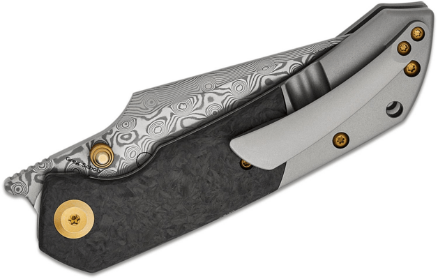 Kansept Fenrir Damascus Beadblasted Titanium+ Shred Carbon Fiber K1034B1 - KNIFESTOCK