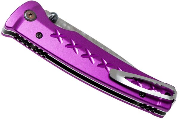 Mcusta Fusion Damascus Blade, Purple Anodized Aluminium Handle MC-162D - KNIFESTOCK