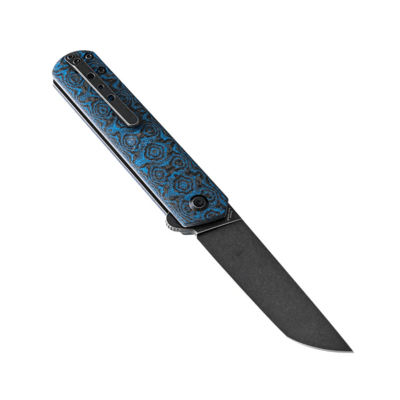 Kansept Foosa 154CM Blue and Black Rose Pattren Carbon Fiber T2020T7 - KNIFESTOCK