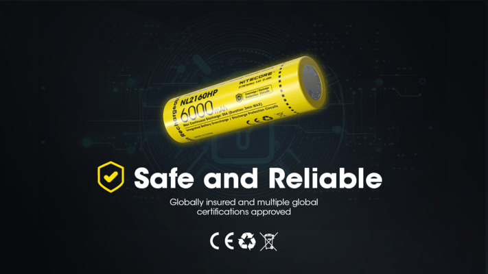 Nitecore NL2160 21700 Rechargeable Li-ion Battery – 6000mAh - KNIFESTOCK