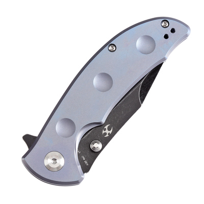 KANSEPT Rei Black Stonewashed CPM-20CV Blue Titanium Handles K1061A3 - KNIFESTOCK