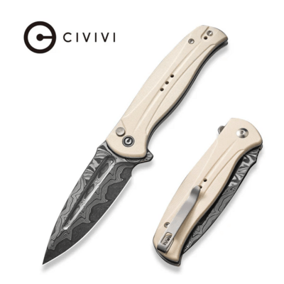 CIVIVI Incindie Ivory G10 HandleDamascus BladeButton Lock C23053-DS1 - KNIFESTOCK