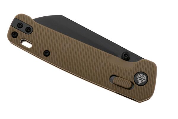 QPS Penguin Glyde 14C28N, nero, Manico: Khaki FRN QS130GL-C2 - KNIFESTOCK