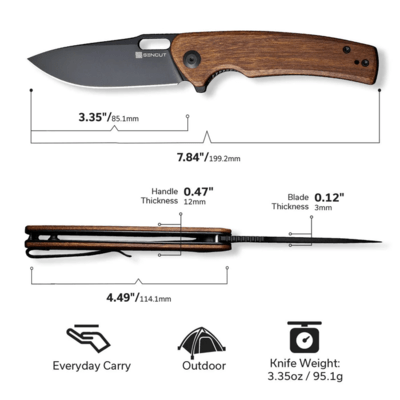 SENCUT Vesperon Guibourtia Wood Handle Black 9Cr18MoV Blade S20065-4 - KNIFESTOCK