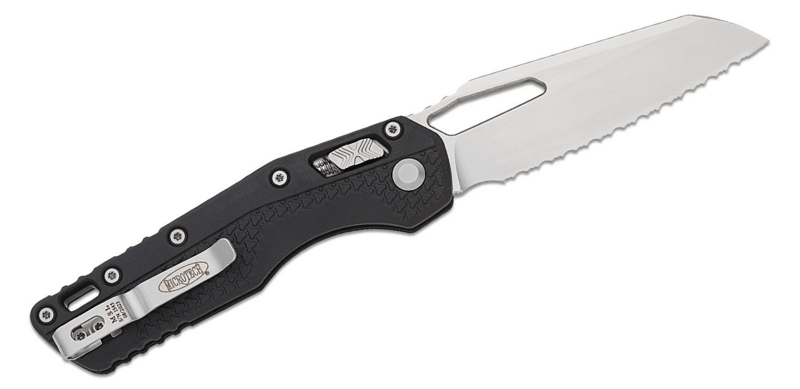 Microtech MSI® S/E Tri-Grip Injection Molded Black Stonewash Full Serr 210T-12PM - KNIFESTOCK