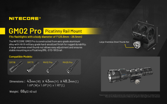 Nitecore Rail Mount for Flashlights GM02 Pro - KNIFESTOCK