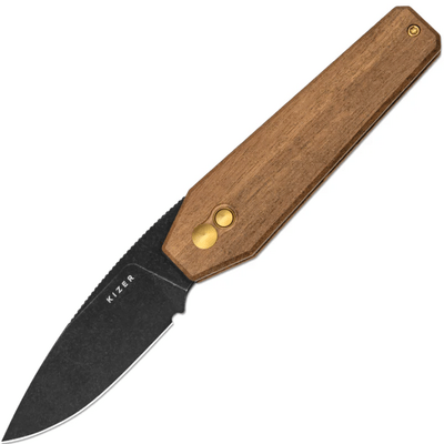 Kizer Tomb Nitro-V Black Stonewashed Mkuruti Wood Handles V3692A4 - KNIFESTOCK