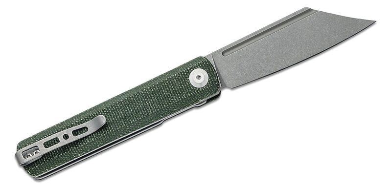 SENCUT Bronte Green Micarta Handle Gray Stonewashed 9Cr18MoV Blade SA08B - KNIFESTOCK