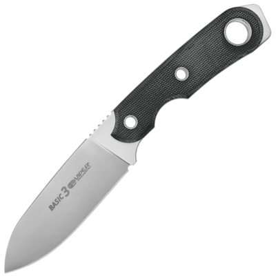 Viper BASIC3 Spear Point Satin CPM Magnacut, Black Canvas Micarta, Kydex VT4034CB - KNIFESTOCK