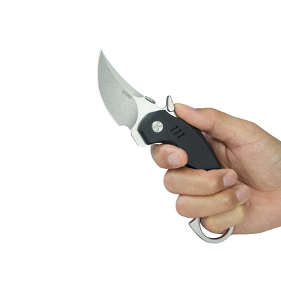 Kubey Jaw Pikal Karambit Folding Knife Black G-10 Handle 2.52&quot; Beadblast 14C28N Blade KU440A - KNIFESTOCK