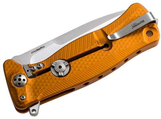 Lionsteel SR FLIPPER ORANGE Aluminum knife, RotoBlock, satin finish blade Sleipner SR11A OS - KNIFESTOCK