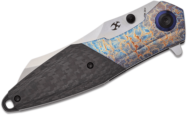 Kansept Mistaken Satin CPM 20CV, Lightning Strike Finish Titanium + Twill Carbon Fiber K1053A4 - KNIFESTOCK