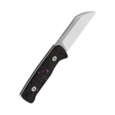QSP Knife Baby Penguin  14C28N, 2 tone stonewash-satin,  Purple shredded CF QS130BP-E1 - KNIFESTOCK