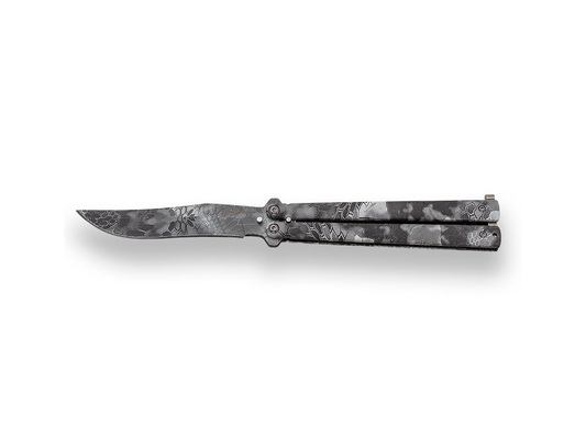 JKR WHITE/BLACK SNAKE FAN LEAF 10.4 CM JKR0707 - KNIFESTOCK