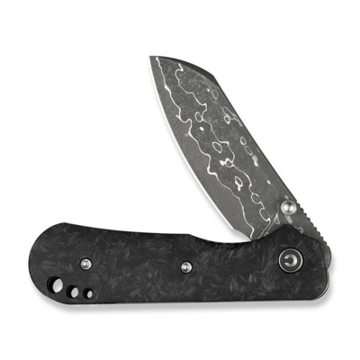 Civivi Crabby Shredded Carbon Fiber HandleDamascus BladeLiner Lock - KNIFESTOCK