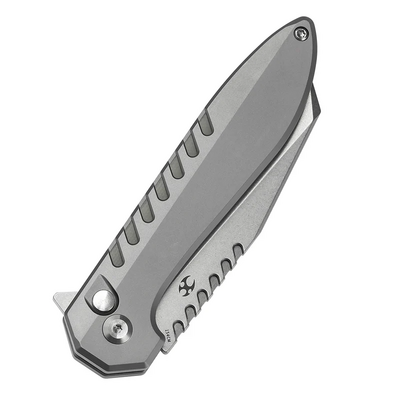 Kansept Kosame Stonewashed 154CM,Stonewashed Ti with Jade G10 Inlay T1093F6 - KNIFESTOCK