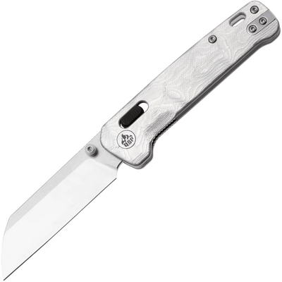 QPS Penguin Glyde 14C28N, finitura a due toni stonewash - satinata, Manico: G10 con alluminio - KNIFESTOCK