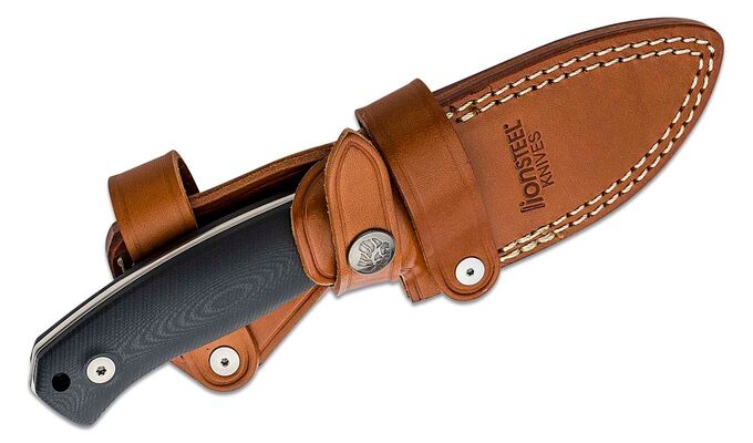 Lionsteel Fixed Blade M390 satin blade, G10 handle, leather sheath M2M GBK - KNIFESTOCK