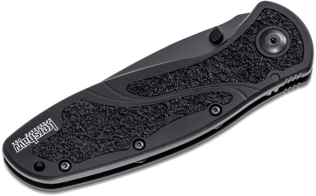 KERSHAW Ken Onion BLUR Assisted Folding Knife, Combo Blade BLK/BLK , SERRATED K-1670BLKST - KNIFESTOCK