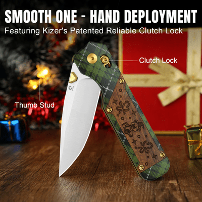 Kizer Militaw Nitro-V G10&amp;Mkuruti Wood -  Xmas edition - KNIFESTOCK