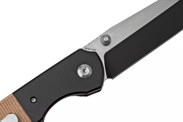 Kansept Warrior Black TiCn Coated Machine Rubbed Tanto D2 Blade Black Anodized Aluminum Bolster +Bro - KNIFESTOCK