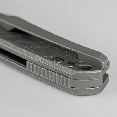 Vosteed Psyop Elmax Acid Etched &amp; Stonewashed,Dim Gray Titanium - KNIFESTOCK