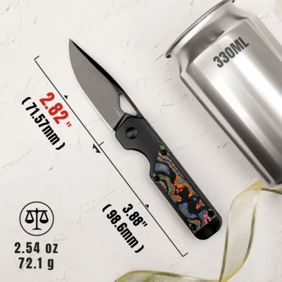 Kizer Frame Lock Mini Militaw Jonathan Styles M390 Titanium+Camo Carbon 80&#039;s Ki3634SA1 - KNIFESTOCK