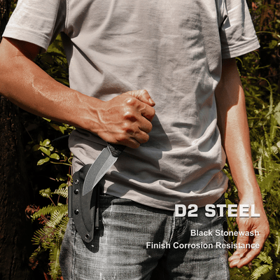 REMETTE RT-Allosaurus Knife Black G10, Stonewashed D2 RTAS-B - KNIFESTOCK