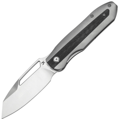 Kansept Thunderhead Satin CPM S35VN Beadblasted Titanium with Twill Carbon FIber Inlay - KNIFESTOCK