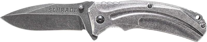 Lama din oțel inoxidabil cu conținut ridicat de carbon Schrade Stonewash 9Cr18MoV, mâner din alumini - KNIFESTOCK