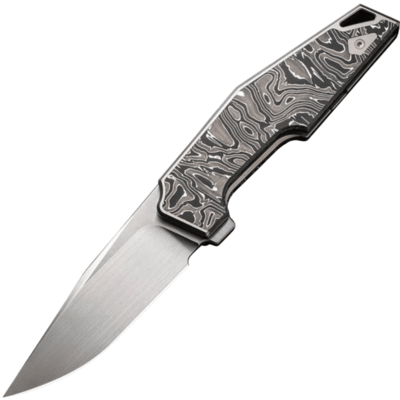 WE Gray Titanium Integral Handle With Aluminum Foil Carbon Fiber Inlay Hand Rubbed Satin CPM 20CV Bl - KNIFESTOCK