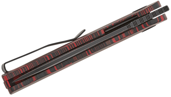 Petrified Fish PFE16 El Camino Black Stonewashed N690 Red Gmascus G10 PFE16RDMDW - KNIFESTOCK