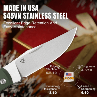 Kizer Trestle S45VN Aluminium &amp; Mkuruti Wood -  Xmas edition - KNIFESTOCK