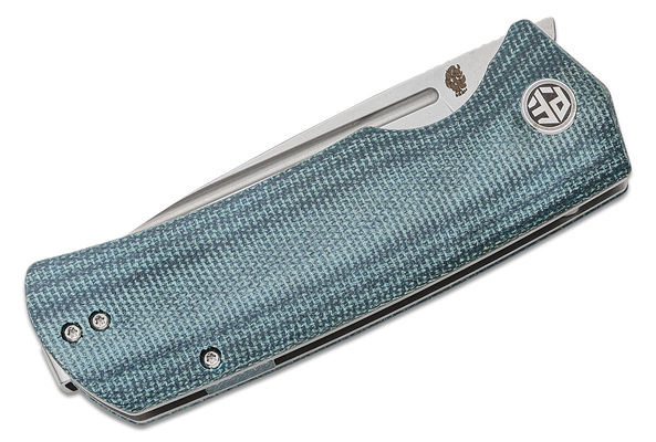 Petrified Fish PFP01T Beluga Stonewash K110 Blue Micarta PFP01TBMW - KNIFESTOCK