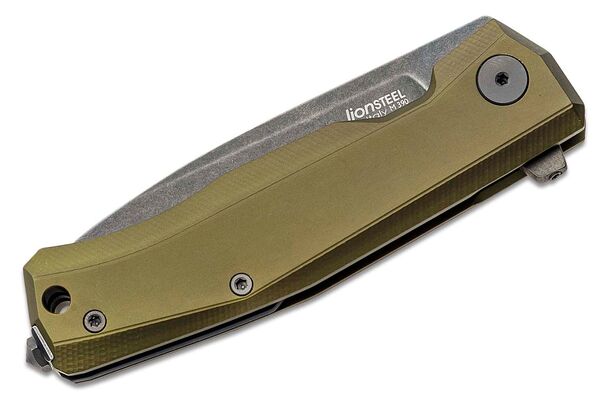 Lionsteel Folding knife OLD BLACK M390 blade, GREEN aluminum handle MT01A GB - KNIFESTOCK