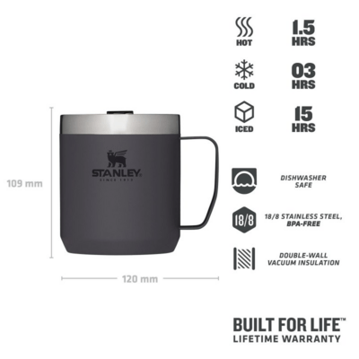 STANLEY The Legendary Camp Mug .35L / 12oz, Charcoal 10-09366-172 - KNIFESTOCK