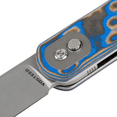 Vosteed Corgi 14C28N Stonewash,Blue Ocean Micarta - KNIFESTOCK