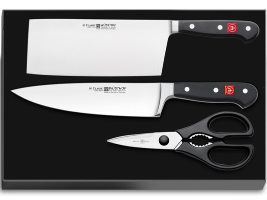 WUSTHOF sada 2ks čínských kuchařských nožů a nůžky - KNIFESTOCK
