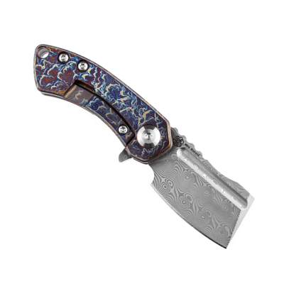  Kansept Mini Korvid Damascus Lightning Strike Anodized Titanium K3030D1 - KNIFESTOCK