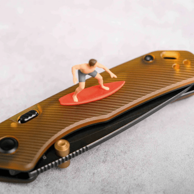 Vosteed Marten 154CM Black Stonewash Amber PEI A1607 - KNIFESTOCK
